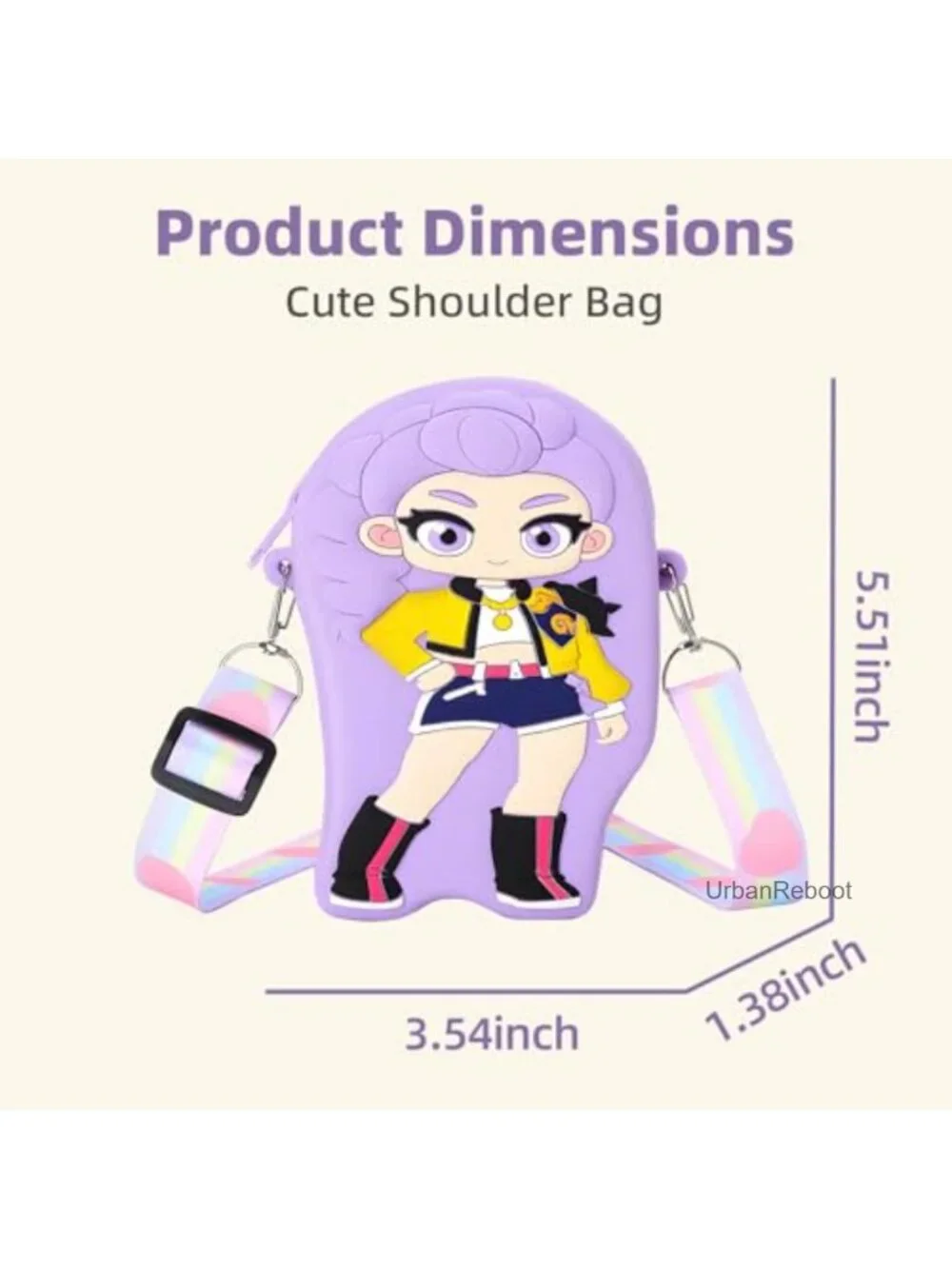 Kawaii K-pop Anime Silicone Mini Crossbody Bag with Zipper & Lanyard